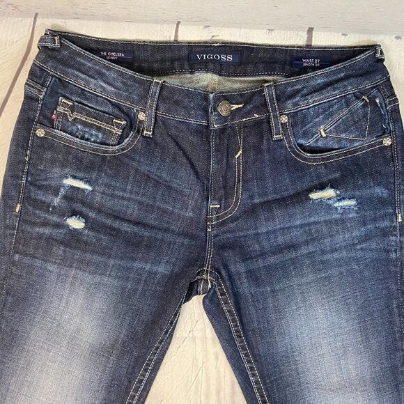Vigoss Skinny Jeans Women's Size 27 (28 x 30.5) The Chelsea Mid Rise Distressed - Picture 6 of 12